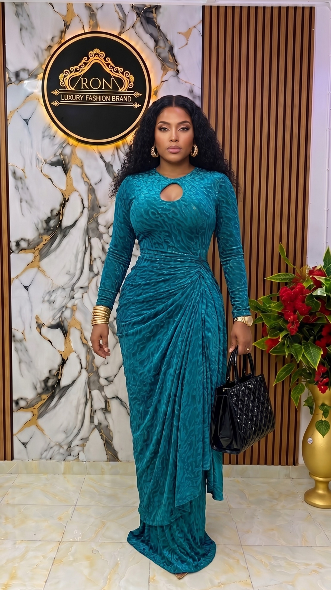 Women's mesh dress styled for an elegant evening occasion